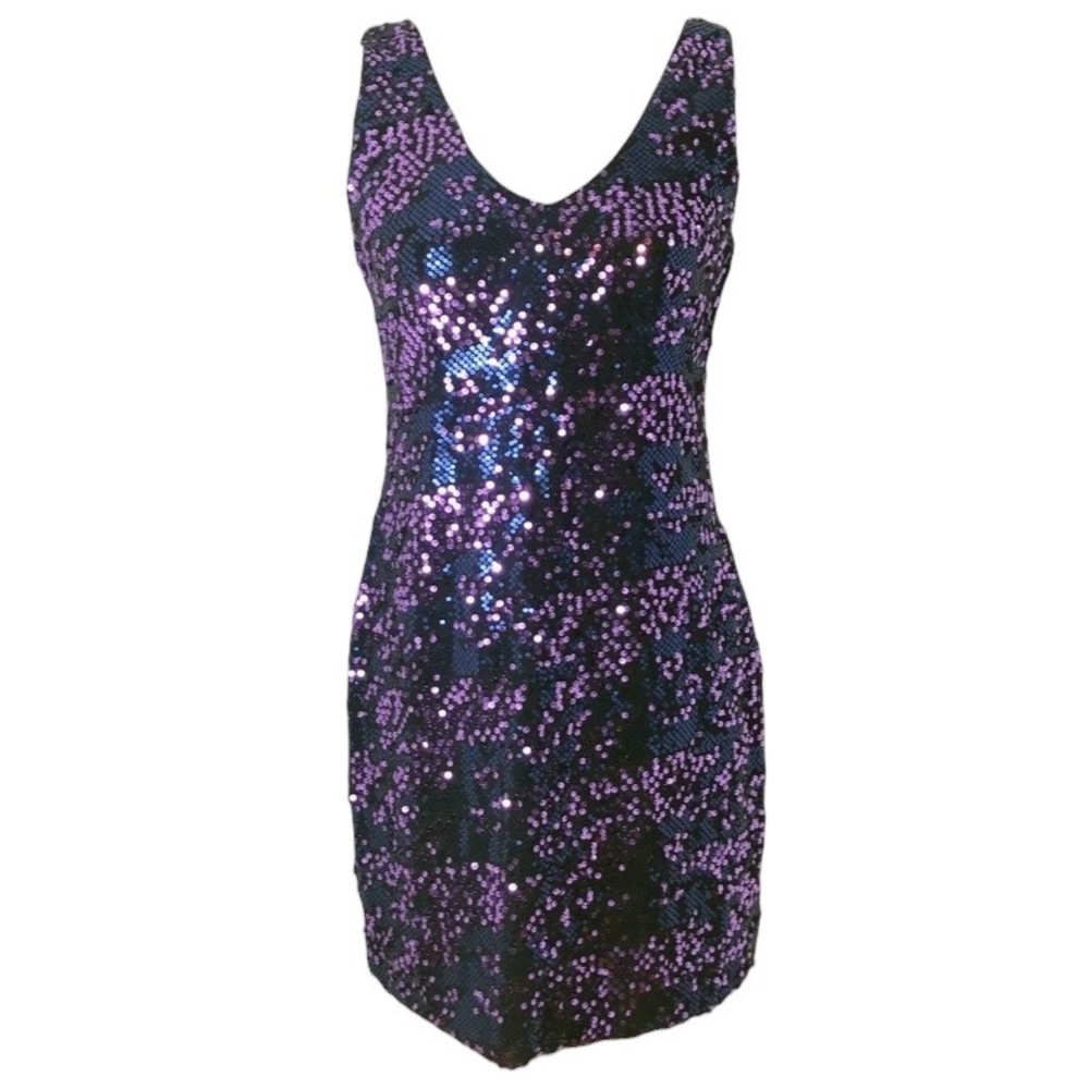 As U Wish Purple and Black Sequin Mini Dress